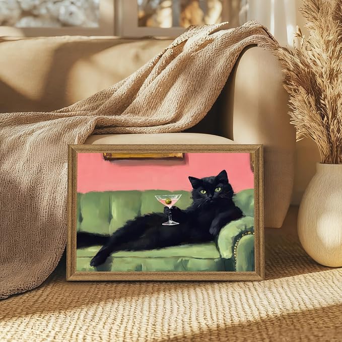 Fantasy Artists Humorous Black Cat Character Wall Art – Relaxed Anthropomorphic - Image 3