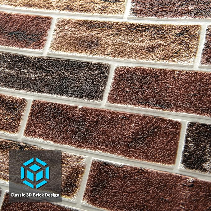 Art3d 20-Pack 105 Sq.Ft Faux Brick 3D Wall Panels Peel and Stick in Red Brown - Image 9