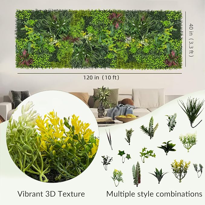 Artificial Plant Wall Boxwood Roll: 40"x120" UV Resistant Green Leaves Faux - Image 2