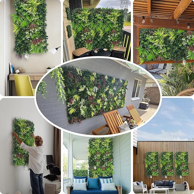 ODTORY Artificial Hedge Grass Wall Panel: 40" x 20" UV-Anti Faux Boxwood Ivy - Image 7