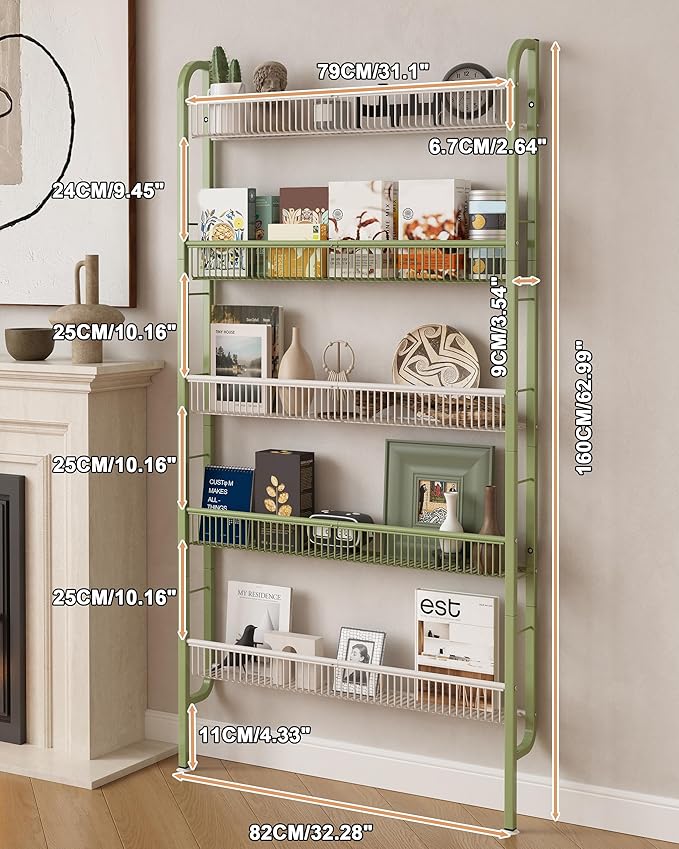 UMDONX Behind The Door Bathroom Shelf Narrow 5-Tier, Space-Saving Slim Storage - Image 2