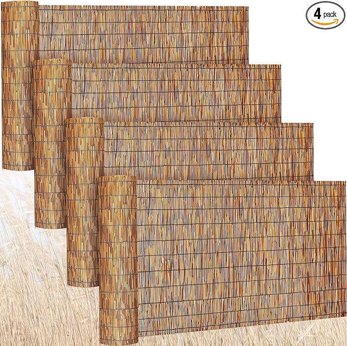 Barydat 4 Pcs 3 x 16.4 ft Reed Fence Roll, 85% Shade Bamboo Privacy Screen by home