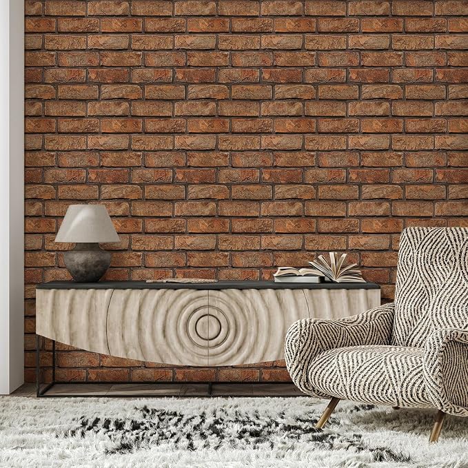 COMSTICKC 3D Brown Faux Brick Wall Panels Peel and Stick Wall Stickers - Image 2
