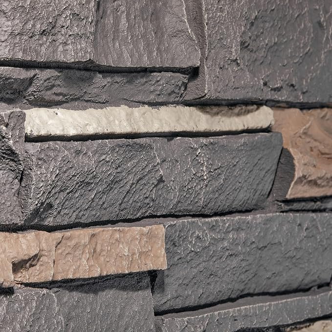 Iron Gray Faux Stone Wall Panel Sample Swatch 12 x 9 Inch by Wallwell