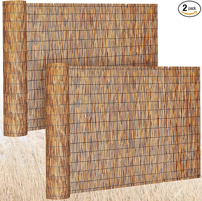 Barydat 2 Pcs 5 x 16.4 ft Reed Fence Roll, 85% Shade Bamboo Privacy Screen by home