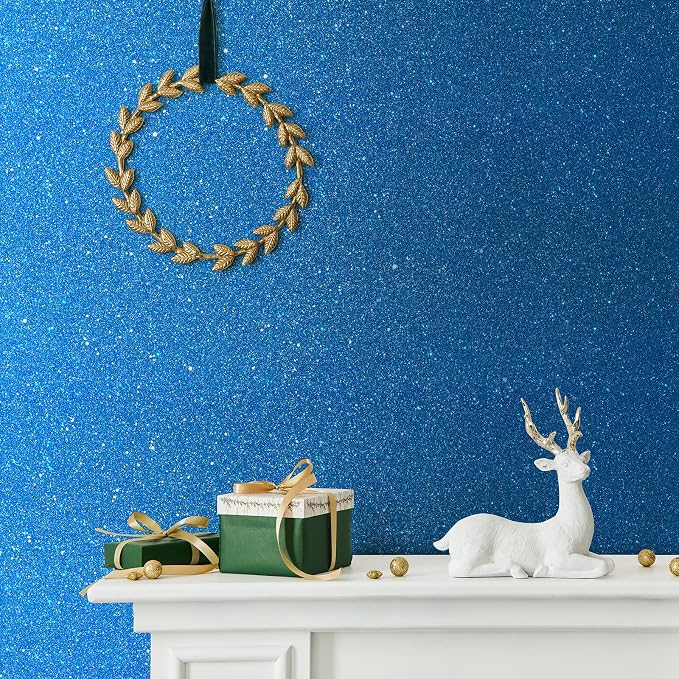CHIHUT Sparkle Blue Glitter Wallpaper Stick and Peel 15.7''x100'' Self Adhesive - Image 2