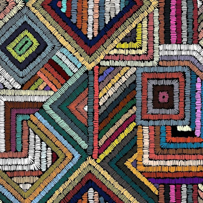 Retro Textured Peel and Stick Wallpaper Geometric Patchwork color Mosaic by HomKihapaiWallpaper
