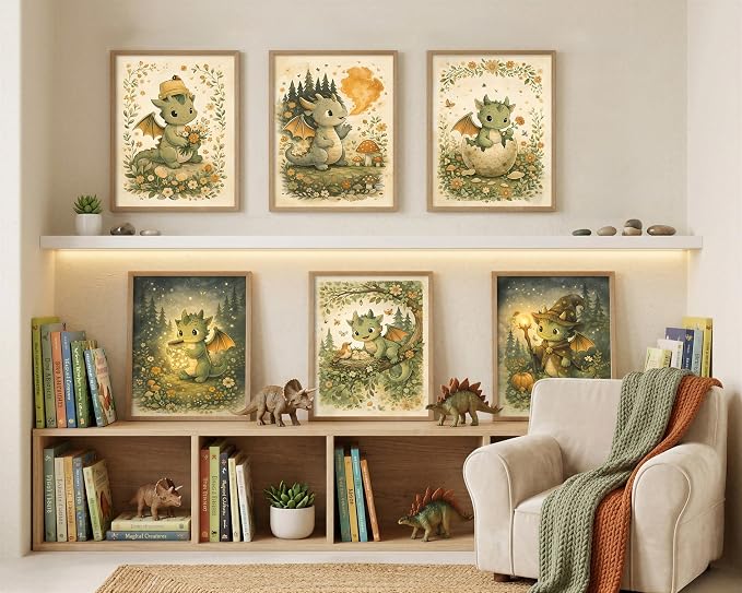 tgguytiy Vintage Nursery Dragon Wall Art - Image 8