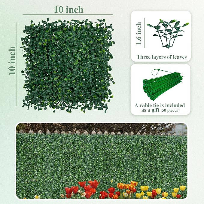 ODTORY Artificial Greenery Grass Wall Panel, 10x10 Inch 6-Pack, UV-Anti Fake - Image 2