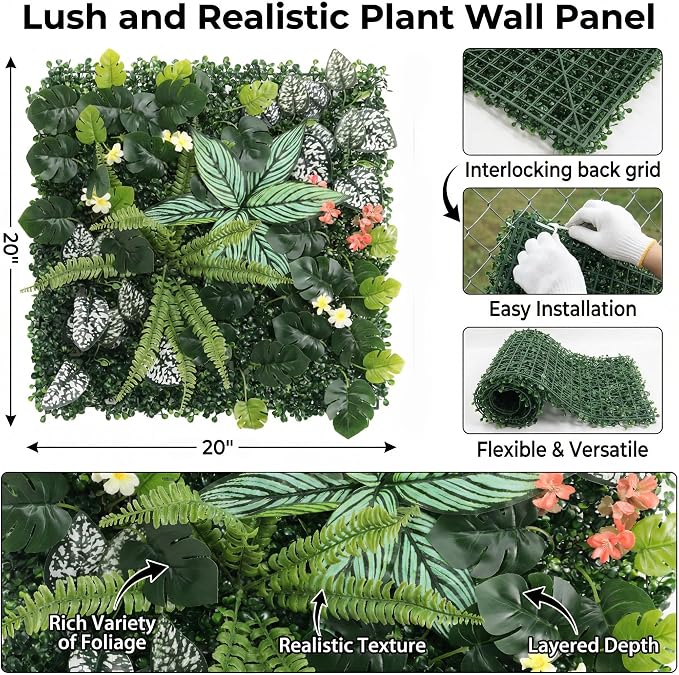 8 Pack 20"x20"Grass Wall Panels-Artificial Boxwood Panels - Image 2