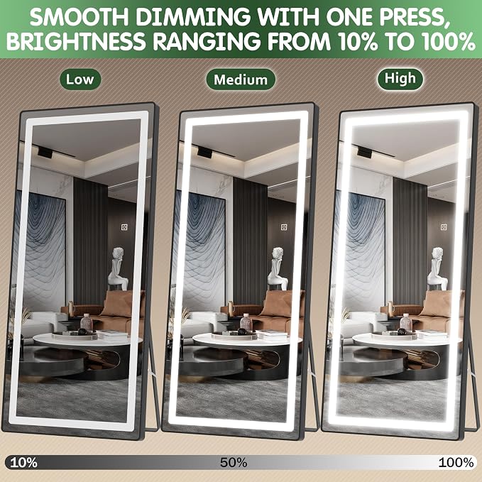FENNIO Full Length Mirror with Lights, Wall Mounted Hanging Mirror with Lights - Image 8