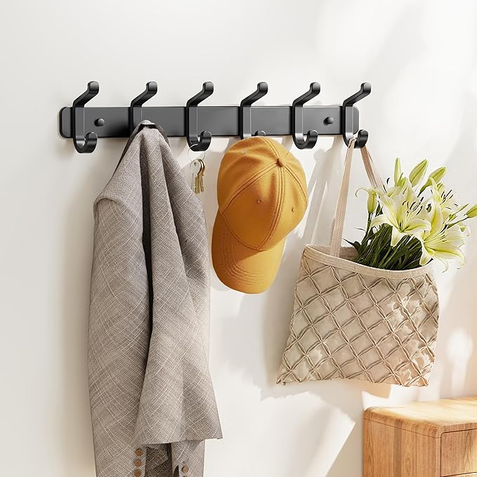 pickpiff Coat Rack Wall Mounted Heavy-Duty: Metal Coat Hanger 6 Hooks - Image 5