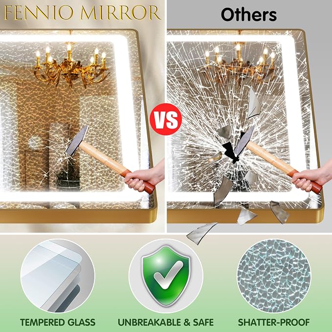 FENNIO Full Length Mirror with Lights, Wall Mounted Hanging Mirror with Lights - Image 8