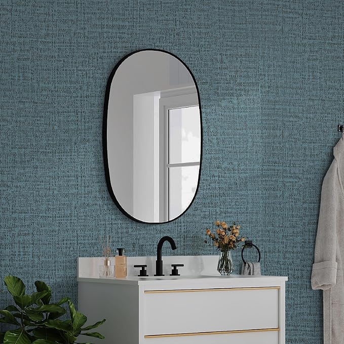 Guvana Grasscloth Peel and Stick Wallpaper Blue Textured Contact Paper Modern - Image 3