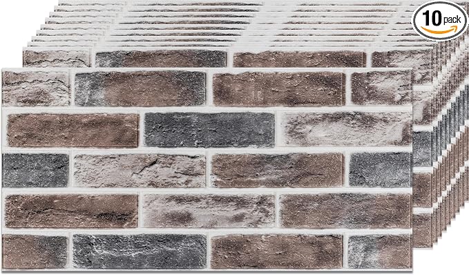 3D Wall Panels Brick Peel and Stick 26.7"x13.4"-10 PCS by Abyssaly