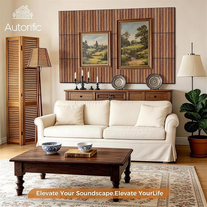 12 Pack PVC Wood Grain Acoustic Panels, 11.8 x 15.7 x 0.35 Inch Sound Absorbing - Image 3