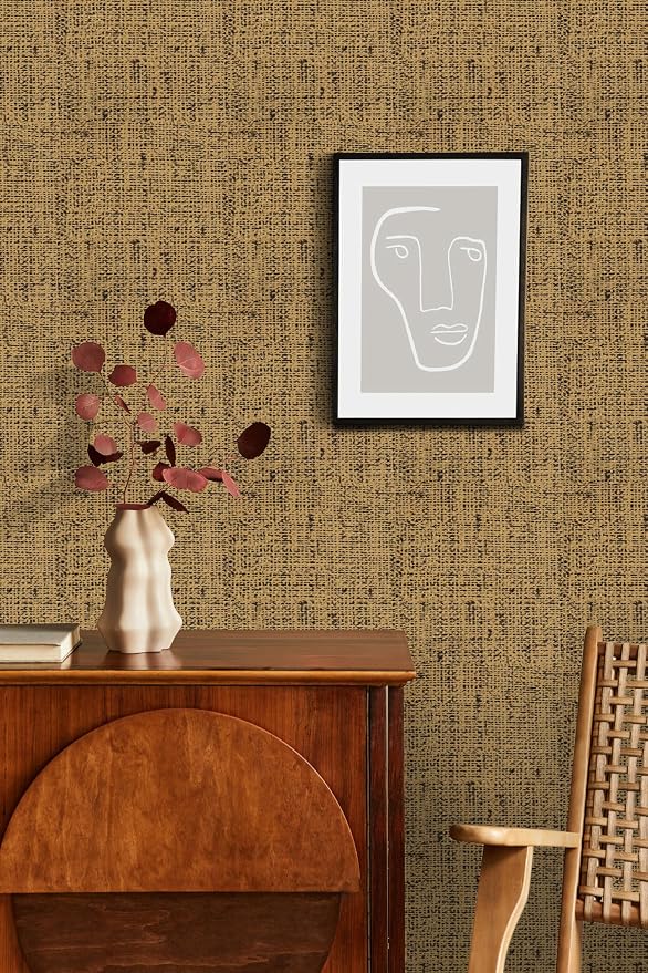 Brown Grasscloth Peel and Stick Wallpaper Textured Contact Paper - Image 3
