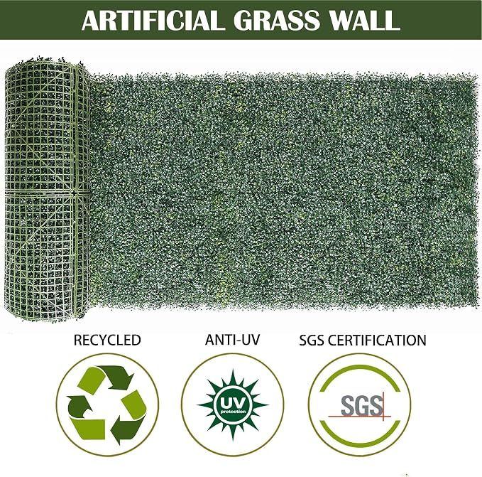12PCS 20"x 20" Artificial Boxwood Wall Panels, UV-Anti Grass Wall Hedge Plant - Image 5