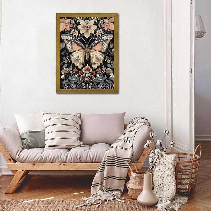 Hand Drawn Sandstone Nature Floral Wall Art, Framed Vintage 3D Textured - Image 7