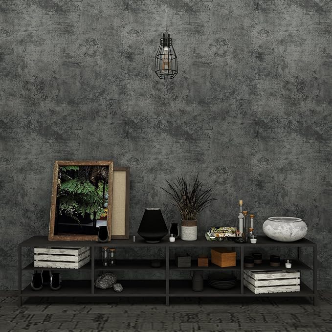 3yecao 16"×197" Extra Thick Dark Blue Grey Concrete Wallpaper Peel and Stick - Image 9