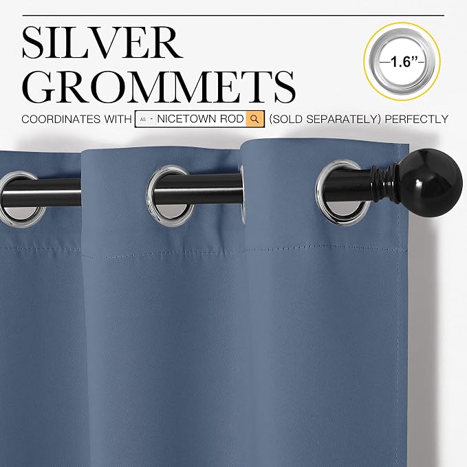 NICETOWN Triple Weave Thermal Insulated Ring Top Blackout Window Curtains - Image 3