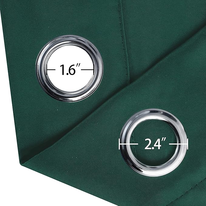 LEMOMO Dark Green Bedroom Blackout Curtains/52 x 63 Inch Long/Set of 2 Curtain - Image 6