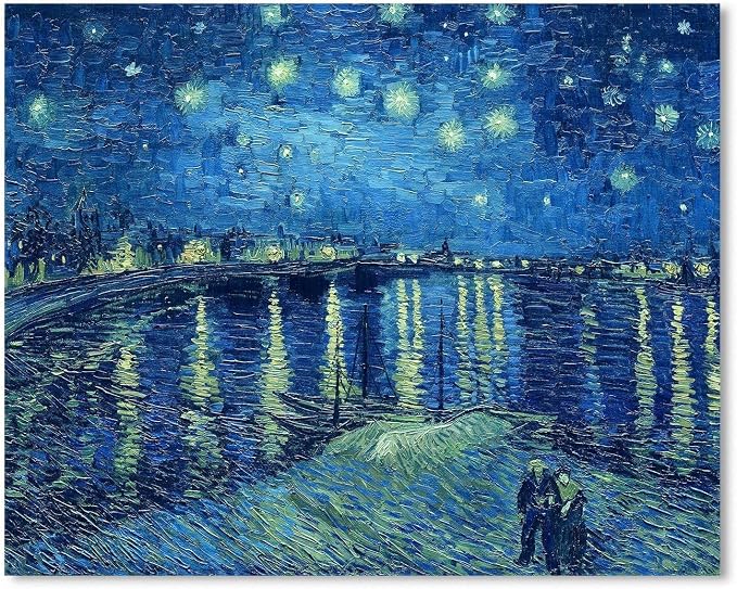 1 KINGO Van Gogh Canvas Wall Art: Starry Night over the Rhône Oil Painting by 1KINGO