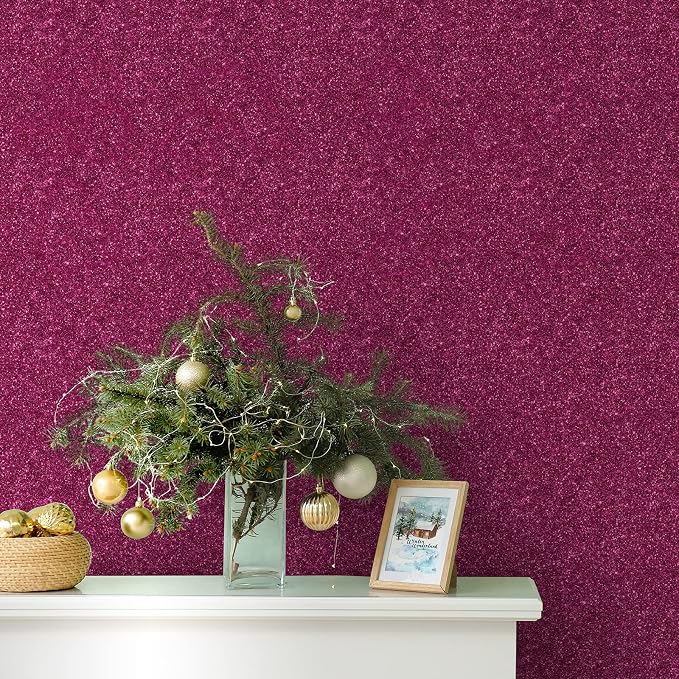 CHIHUT 15.7''x100'' Hot Pink Wallpaper Sparkly Glitter Wallpaper Stick and Peel - Image 3