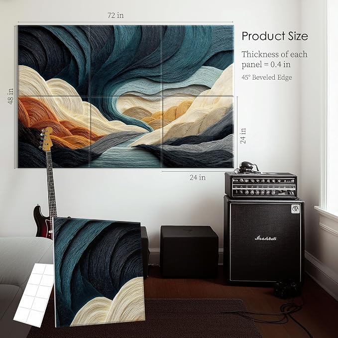 6 Pack Sound Absorbing Panels 72x48 Inch Decorative Acoustic Panels Acoustic - Image 4