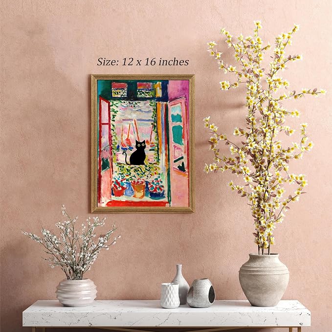 Fantasy Artists Henri Matisse Cat Wall Art, Framed Open Window Black Cat Canvas - Image 5