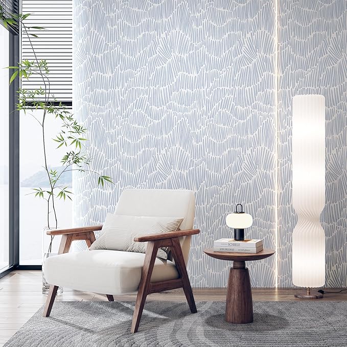 Theper Blue Modern Striped Wallpaper Peel and Stick Wallpaper Boho 17.3"×787" - Image 2
