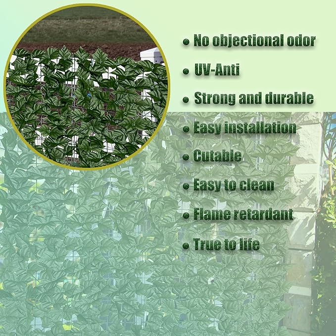 Artificial Ivy Privacy Fence Screen, 128 "x 48" Anti-Ultraviolet Artificial - Image 3