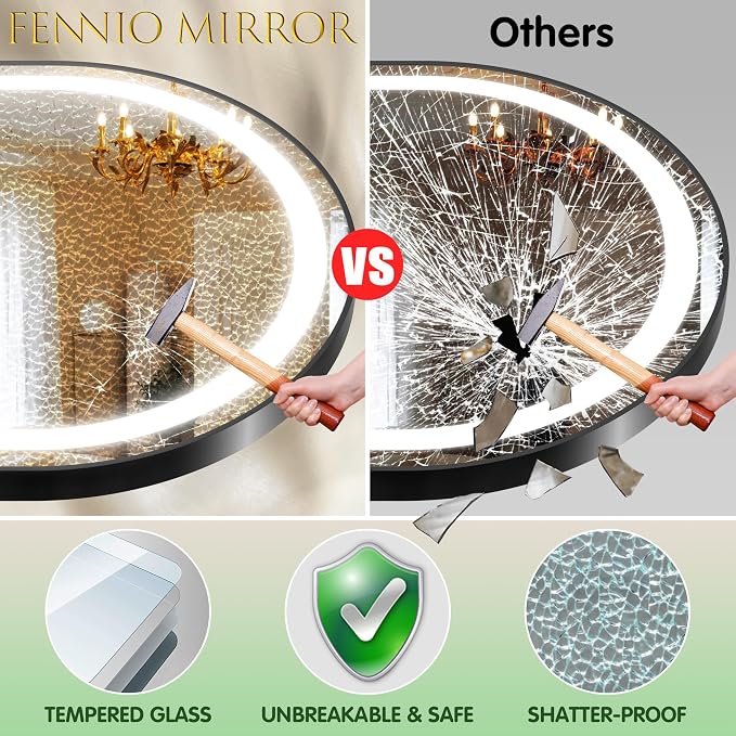 FENNIO Full Length Mirror with Lights, Free Standing Lighted Floor Mirror - Image 5
