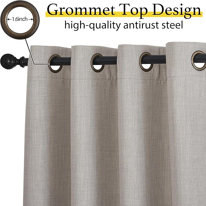NICETOWN Thick Living Room Valances 24 inches Long, Farmhouse Grommet Faux - Image 3