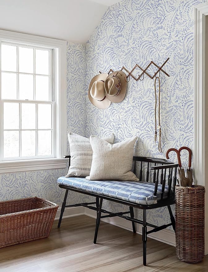 Heroad Peel and Stick Wallpaper Boho Blue Contact Paper Modern Botanical Wall - Image 4