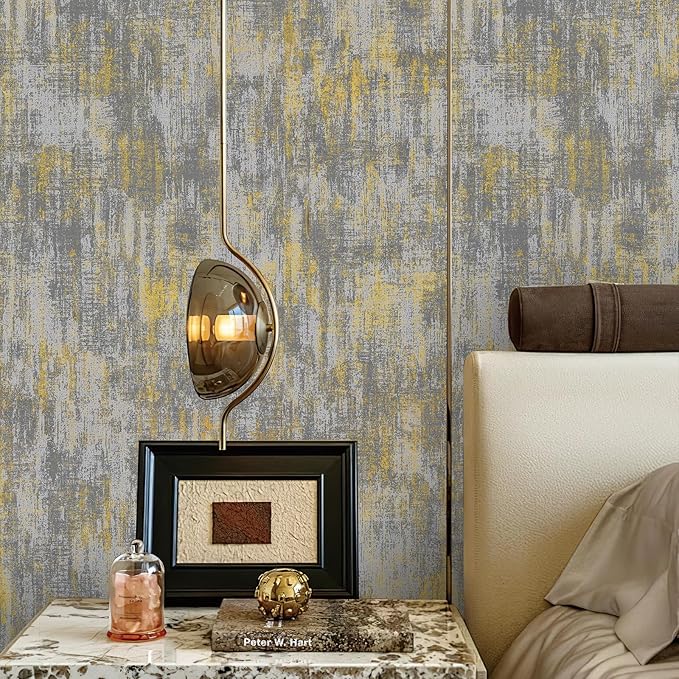 JiffDiff Vintage Metallic Peel and Stick Wallpaper Industrial Metallic Concrete - Image 5