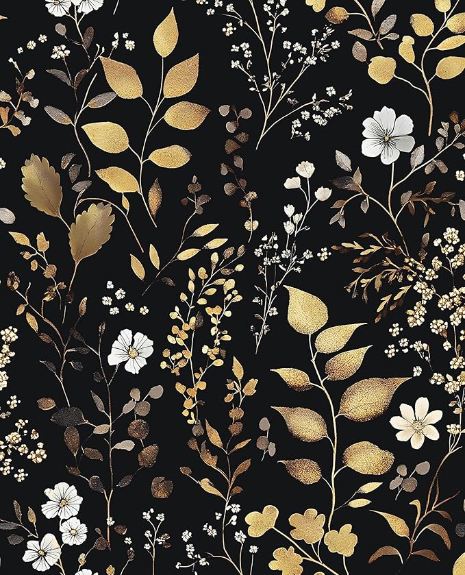 Laatse Boho Wallpaper Peel and Stick Dark Floral Wallpaper 17.5in x118in by Laatse