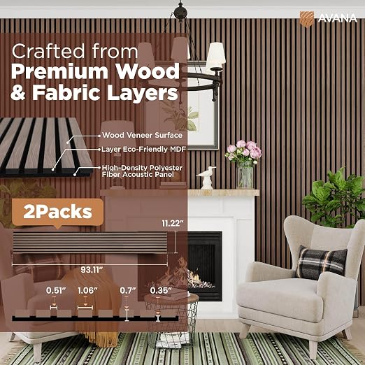 Avana Acoustic Wood Wall Panels – 93.2x11.25 Inch Panels – Fits 94x12 Layout – - Image 4