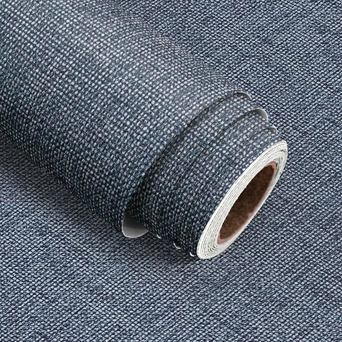 Grasscloth Peel and Stick Wallpaper Denim Blue Contact Paper 15.7inch x by lenify