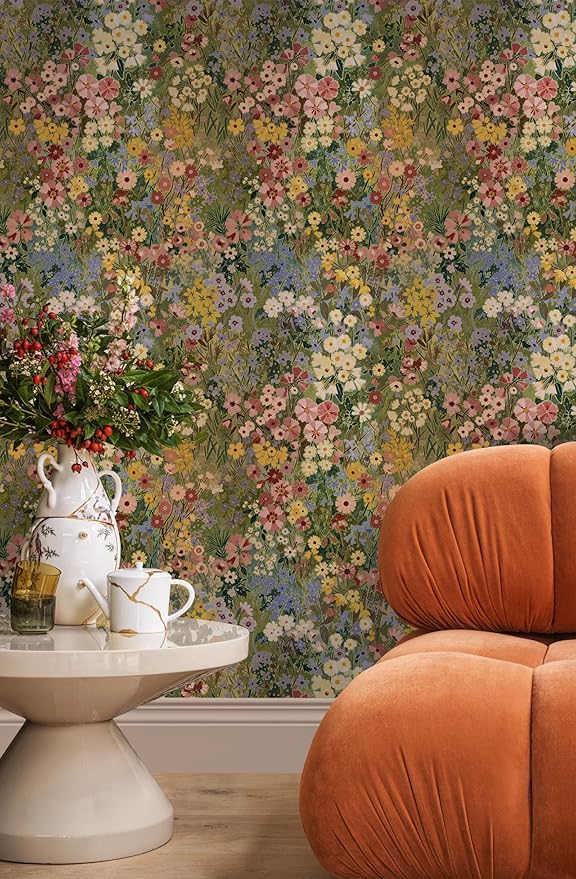 Floral Wallpaper Peel and Stick Boho Wall Paper Removable Waterproof Green - Image 6