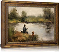 Vintage Gold Framed Wall Art Boy Fishing Country Oil Painting Canvas Prints by DQUCWDKVintagegoldframedwallart