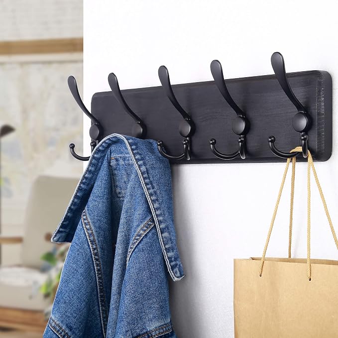 SKOLOO Rustic Wall Mounted Coat Rack: 16" Stud Spacing, Pine Real Wood Plank - Image 2