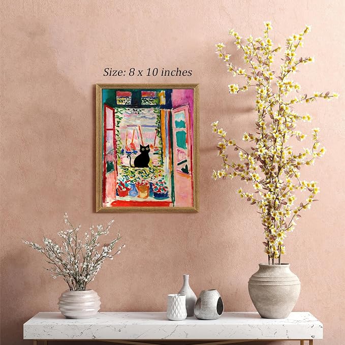 Fantasy Artists Henri Matisse Cat Wall Art, Framed Open Window Black Cat Canvas - Image 5