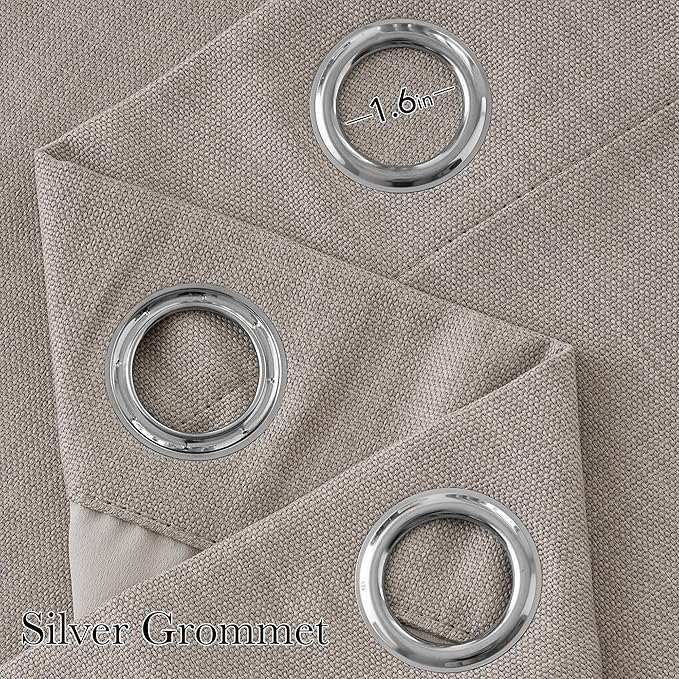 NICETOWN Short Faux Linen Angora Blackout Curtains 63 inches Long - Image 2