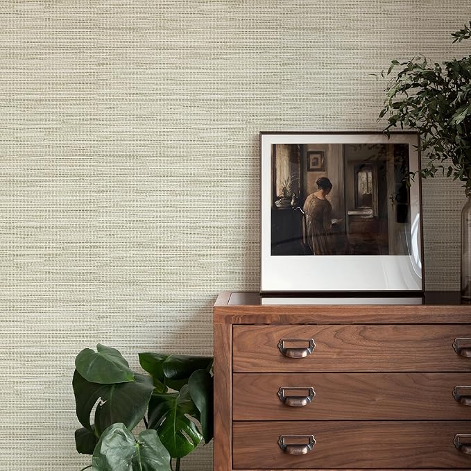 Rugreat Textured Grasscloth Wallpaper Peel and Stick 240inL 17.3inW Beige - Image 5