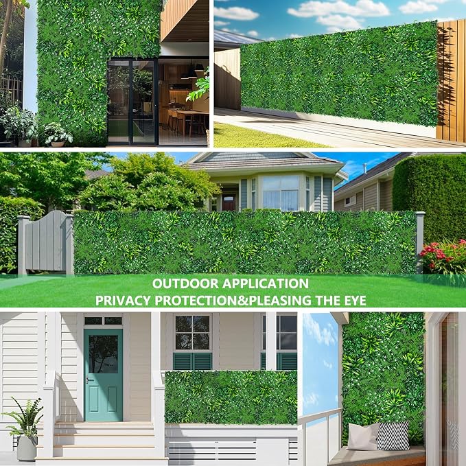 Grooy Grass Wall, Artificial Boxwood Panels 20"x20", Privacy Hedge Fence Screen - Image 7