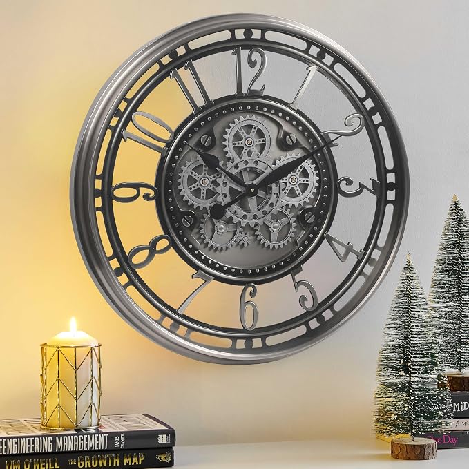 CLXEAST 28 Inch Large Industrial Moving Gear Wall Clock - Image 6