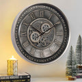CLXEAST 24 Inch Large Moving Gear Wall Clock by CLXEAST