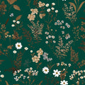 Laatse Dark Floral Wallpaper Peel and Stick 17.5in x393in Vintage Green Gold by Laatse