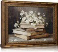 Vintage Gold Framed Wall Art Retro Moody Books and Flowers Oil Painting Canvas by DQUCWDKVintagegoldframedwallart